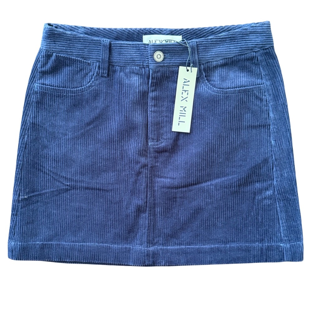 ALEX MILL Camden Corduroy Mini Skirt Dusty Blue Size 0 NWT Retail $135 Retro